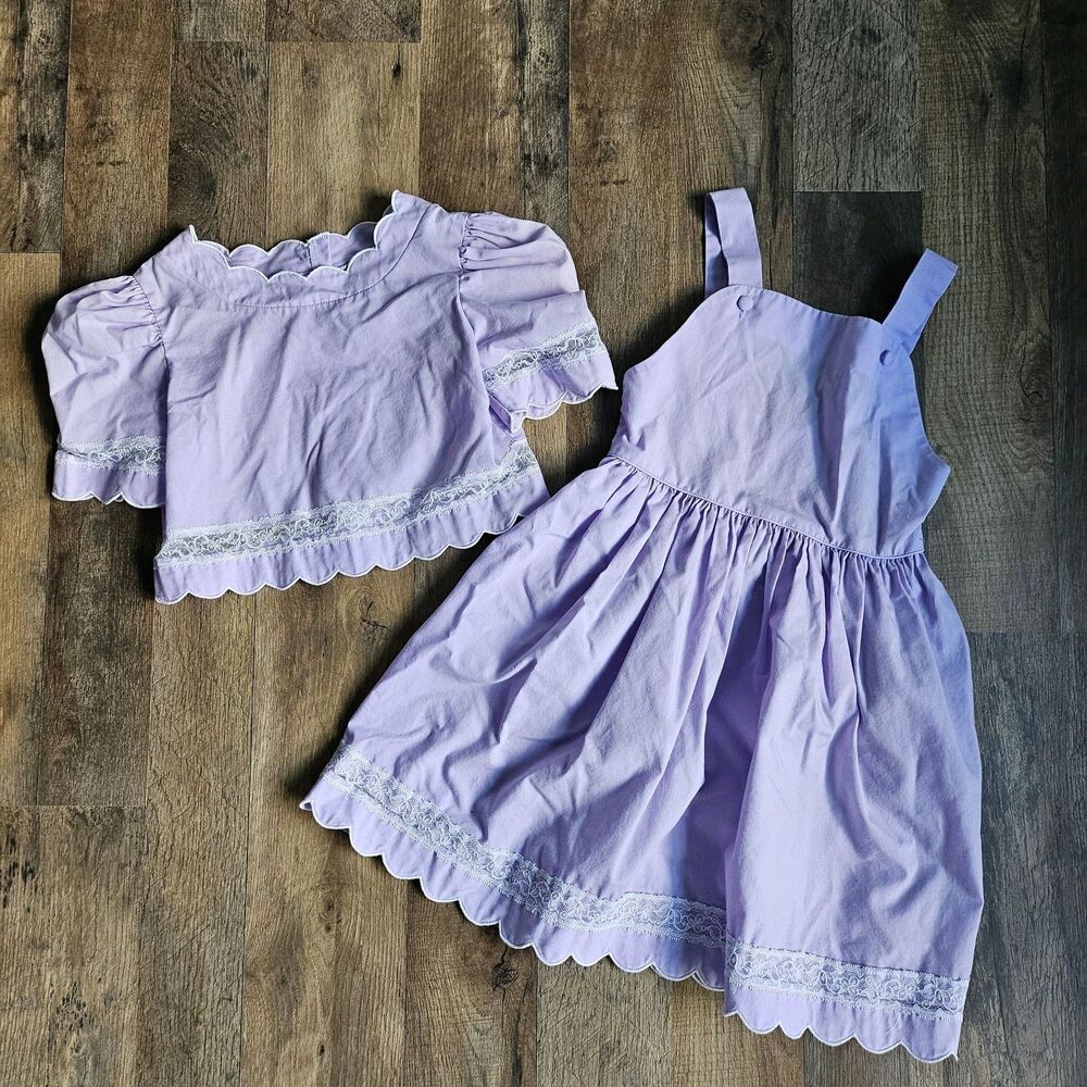 Vintage Alyssa Purple Dress & Matching Top Set Girls Size 7T